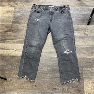 Levi’s Black Wedgie Straight Leg Jeans Size 32” Raw Hem